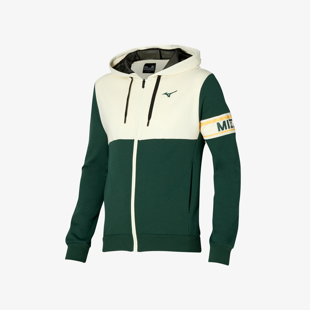 Green White Mizuno ATHLETIC SWEAT JACKET | CA_MZN88708