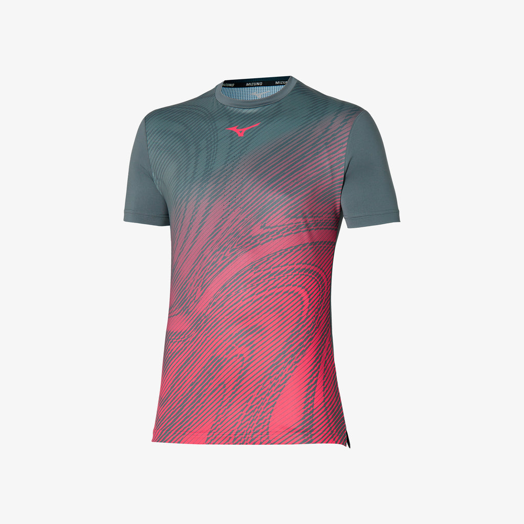 Pink Grey Mizuno CHARGE SHADOW GRAPHIC TEE | CA_MZN15017