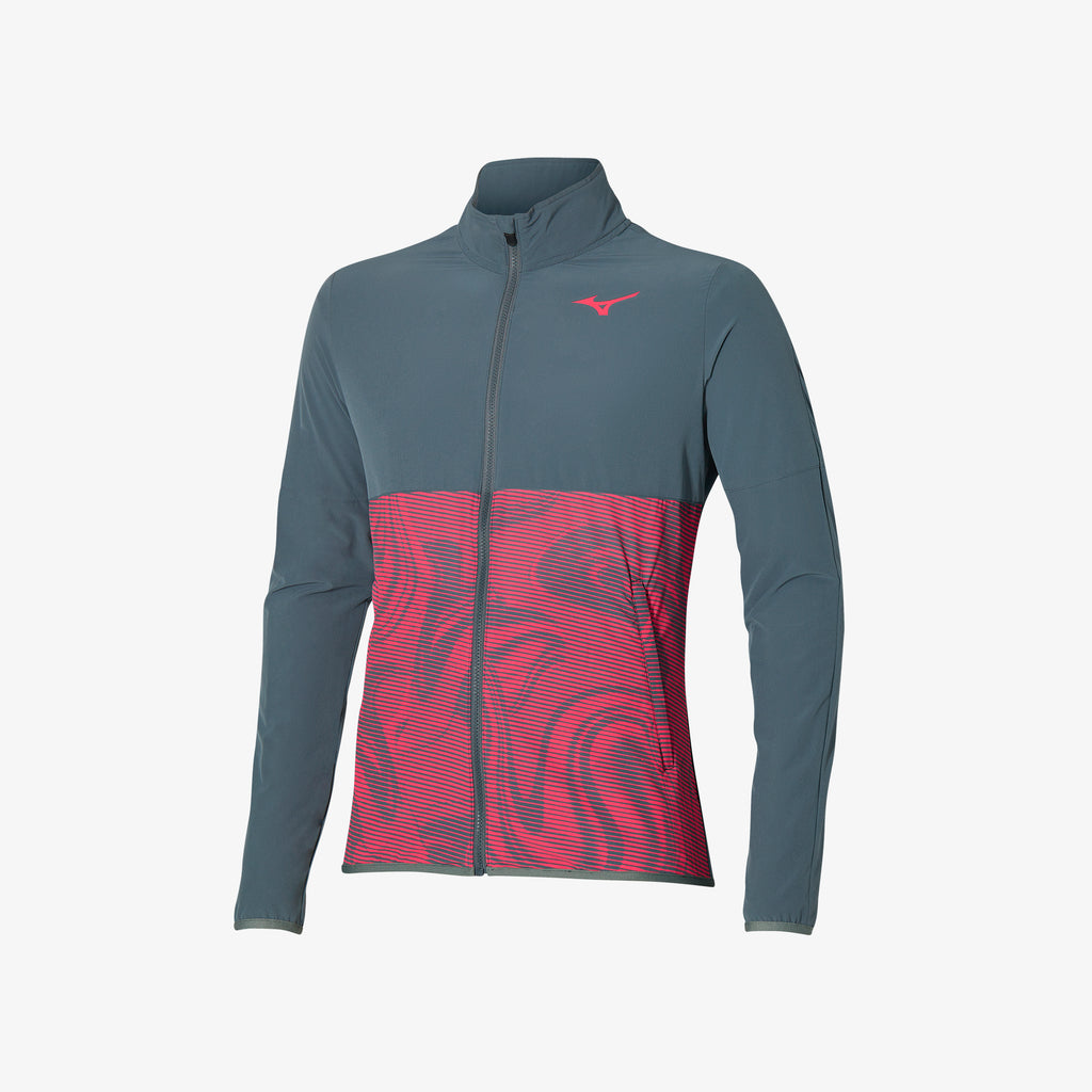 Red Grey Mizuno CHARGE PRINTED JACKET | CA_MZN23689