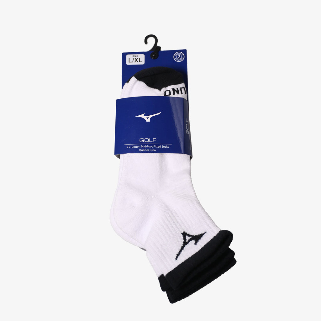 White Grey Mizuno QTR CREW FITTED SOCK (2-PACK) | CA_MZN96532