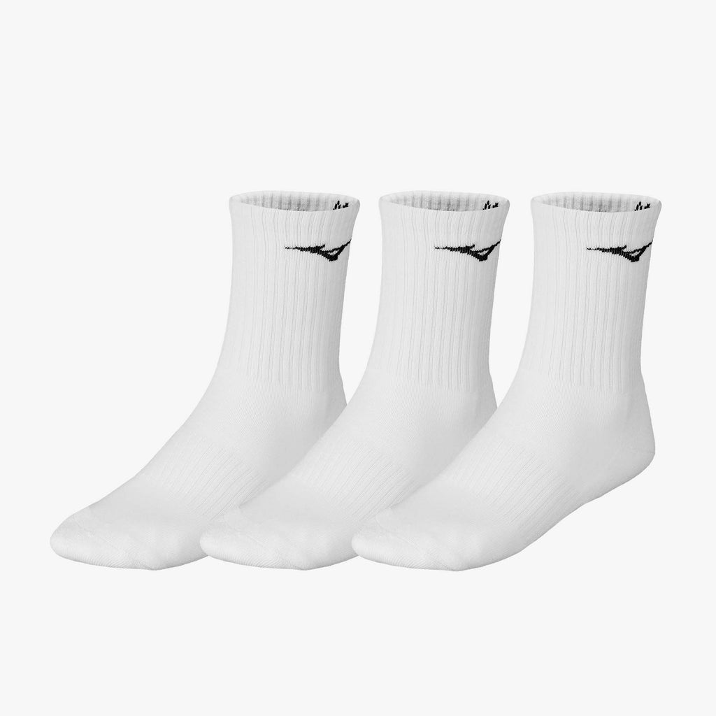 White Mizuno TRAINING CREW SOCKS (3 PACK) | CA_MZN77263